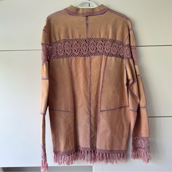 Dressbarn Leather Jacket Womens Long Sleeve Button Up Shingles Pink - Picture 6 of 12